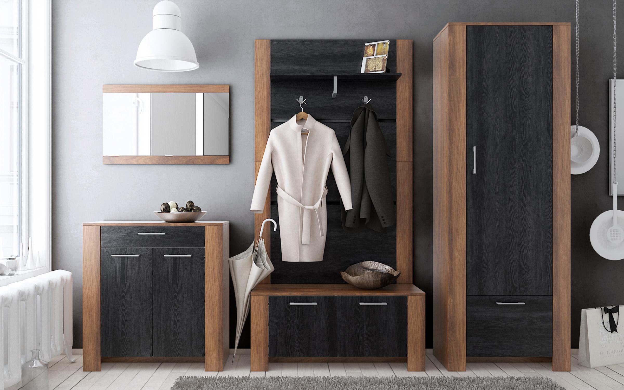 Шкаф для обуви Бронкс М15, дуб бренди кастелло + carbon wood  2